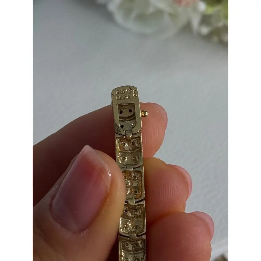 Charming 925 Sterling Silver Gold Plated Bracelet Length 8 Inch